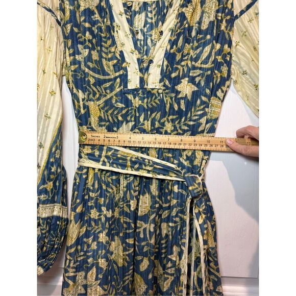 ULLA JOHNSON Kemala Tiered Waist Tie Printed Cotton-Blend Voile Maxi Dress 2 - Picture 8 of 16